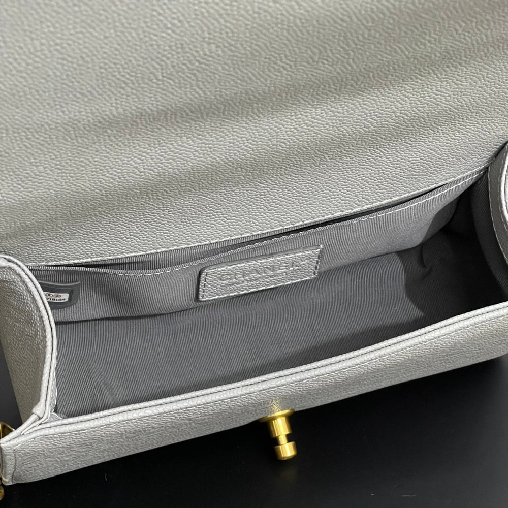 Chanel Medium Boy Bag Light Gray 25cm