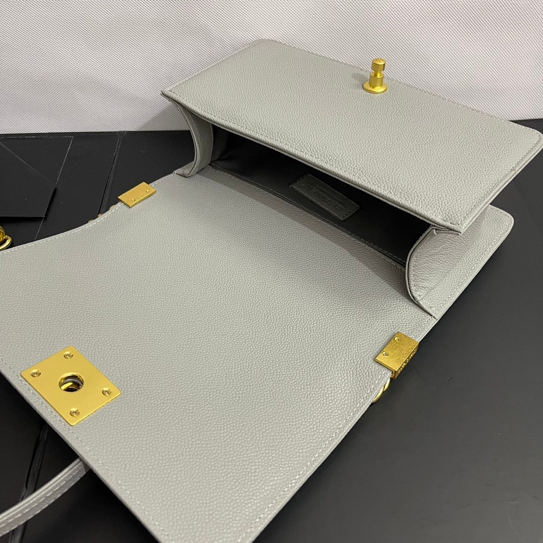 Chanel Medium Boy Bag Light Gray 25cm