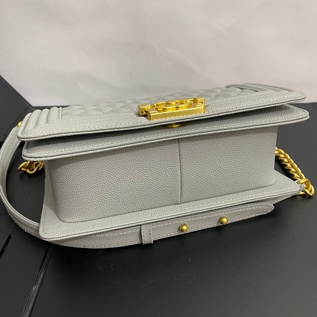 Chanel Medium Boy Bag Light Gray 25cm