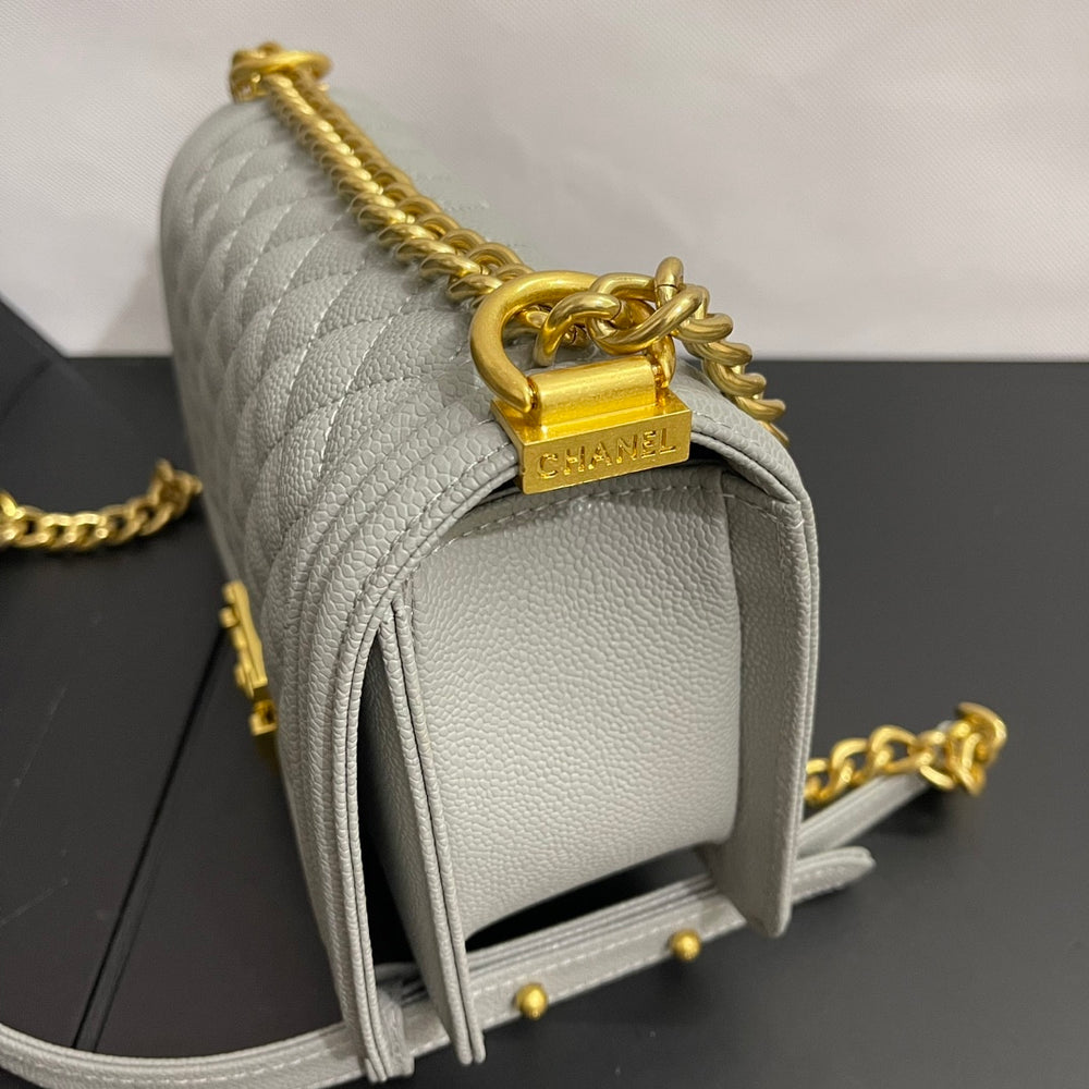 Chanel Medium Boy Bag Light Gray 25cm