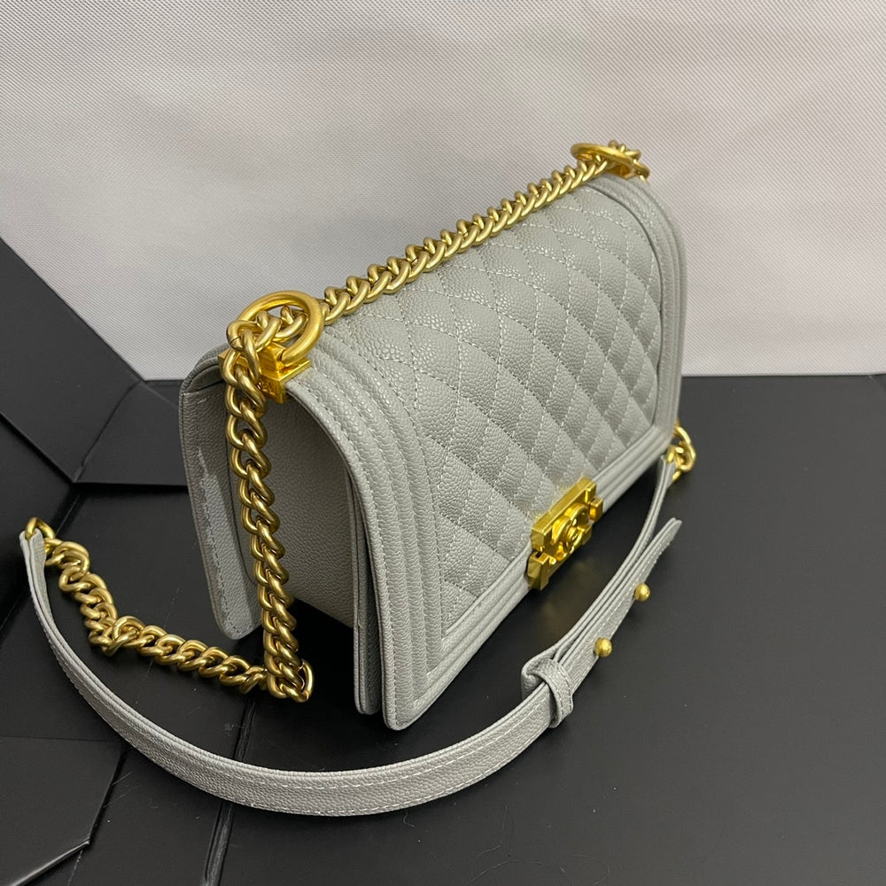 Chanel Medium Boy Bag Light Gray 25cm