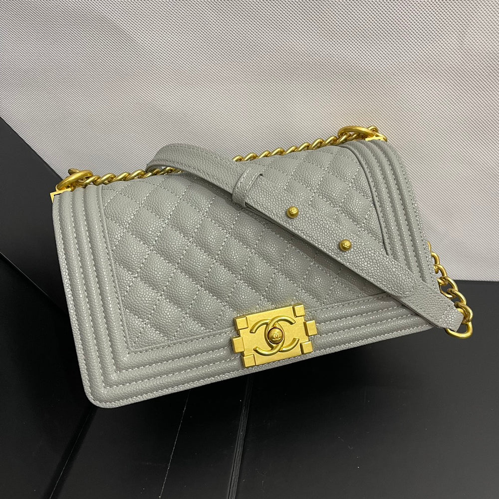 Chanel Medium Boy Bag Light Gray 25cm
