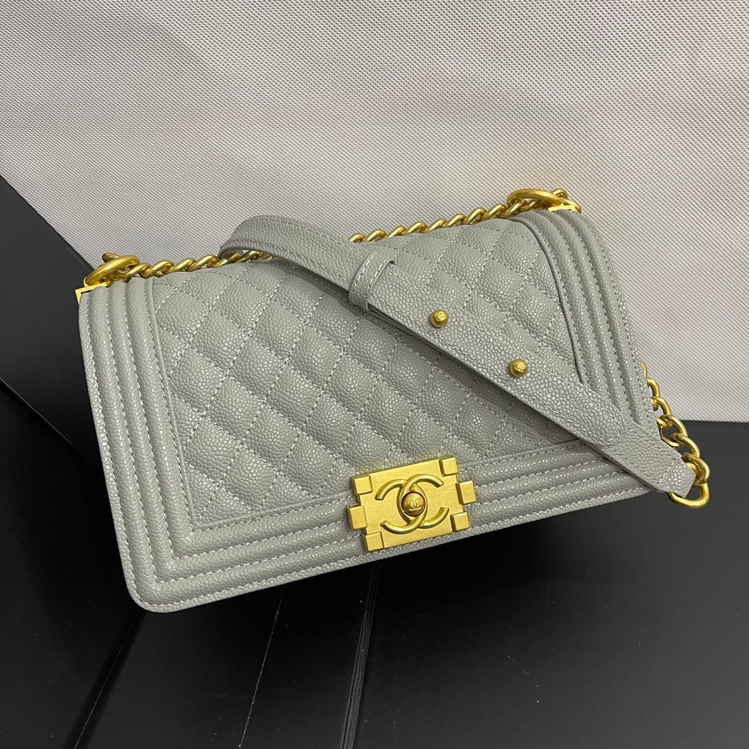 Chanel Medium Boy Bag Light Gray 25cm