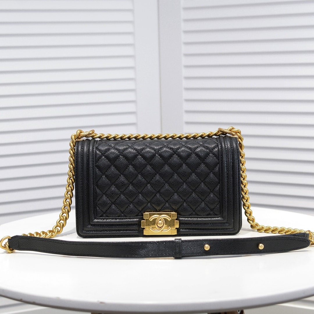 Chanel Boy Medium Handbag Black 25cm A92193 Y83339 94305