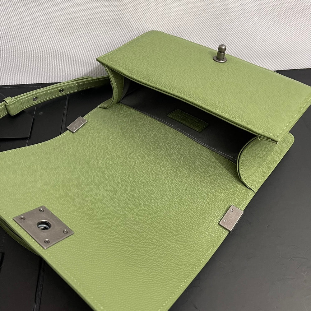 Chanel Boy Medium Handbag Metal Olive 25cm