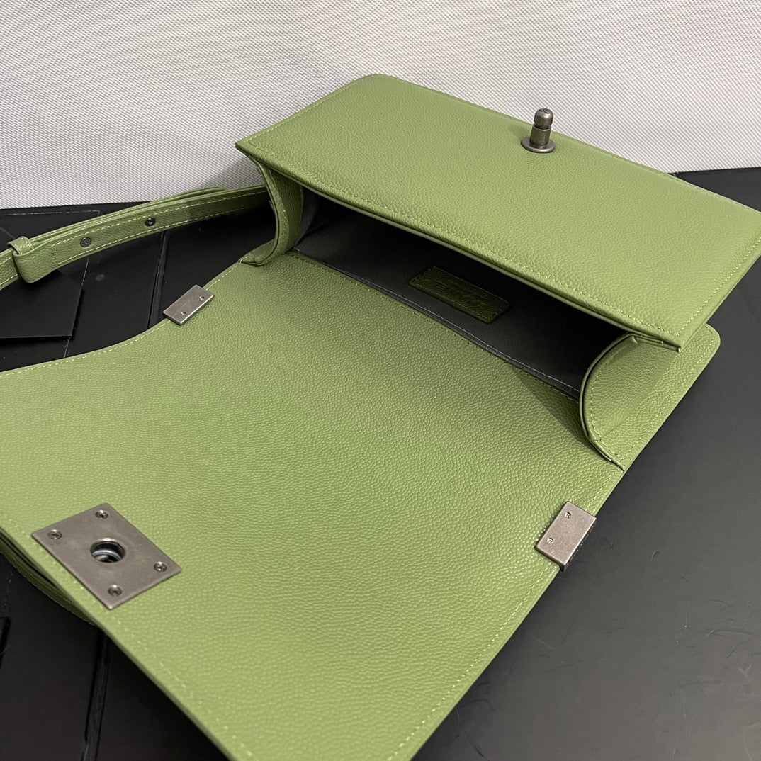 Chanel Boy Medium Handbag Metal Olive 25cm