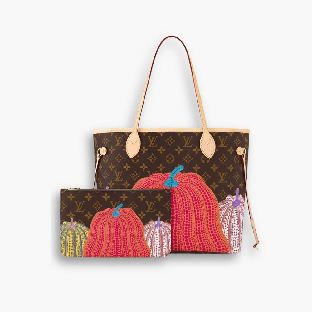 Louis Vuitton X YK Neverfull MM Monogram Kusama Pumpkin 31cm M46468
