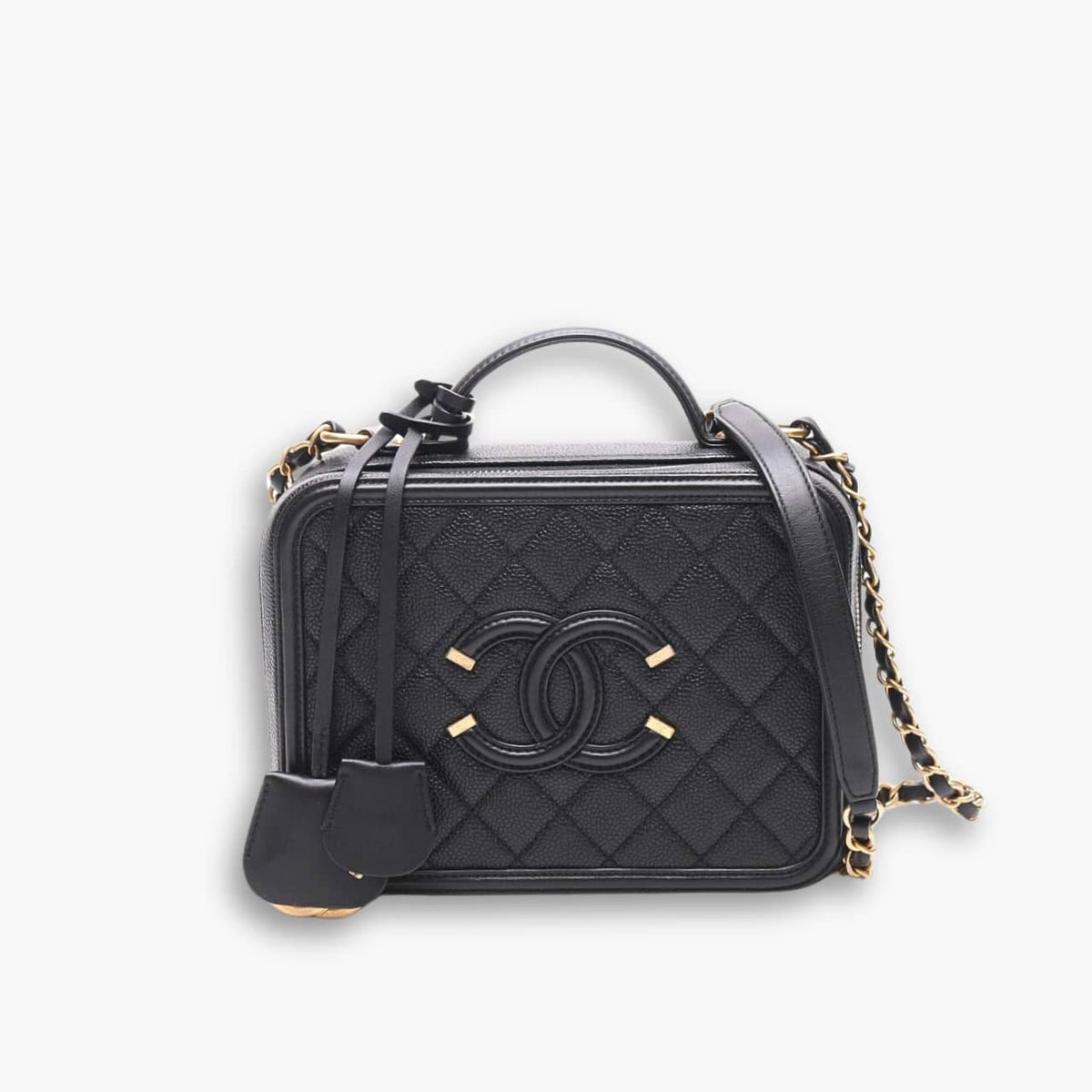 Chanel Vanity Case Filigree Black 18cm