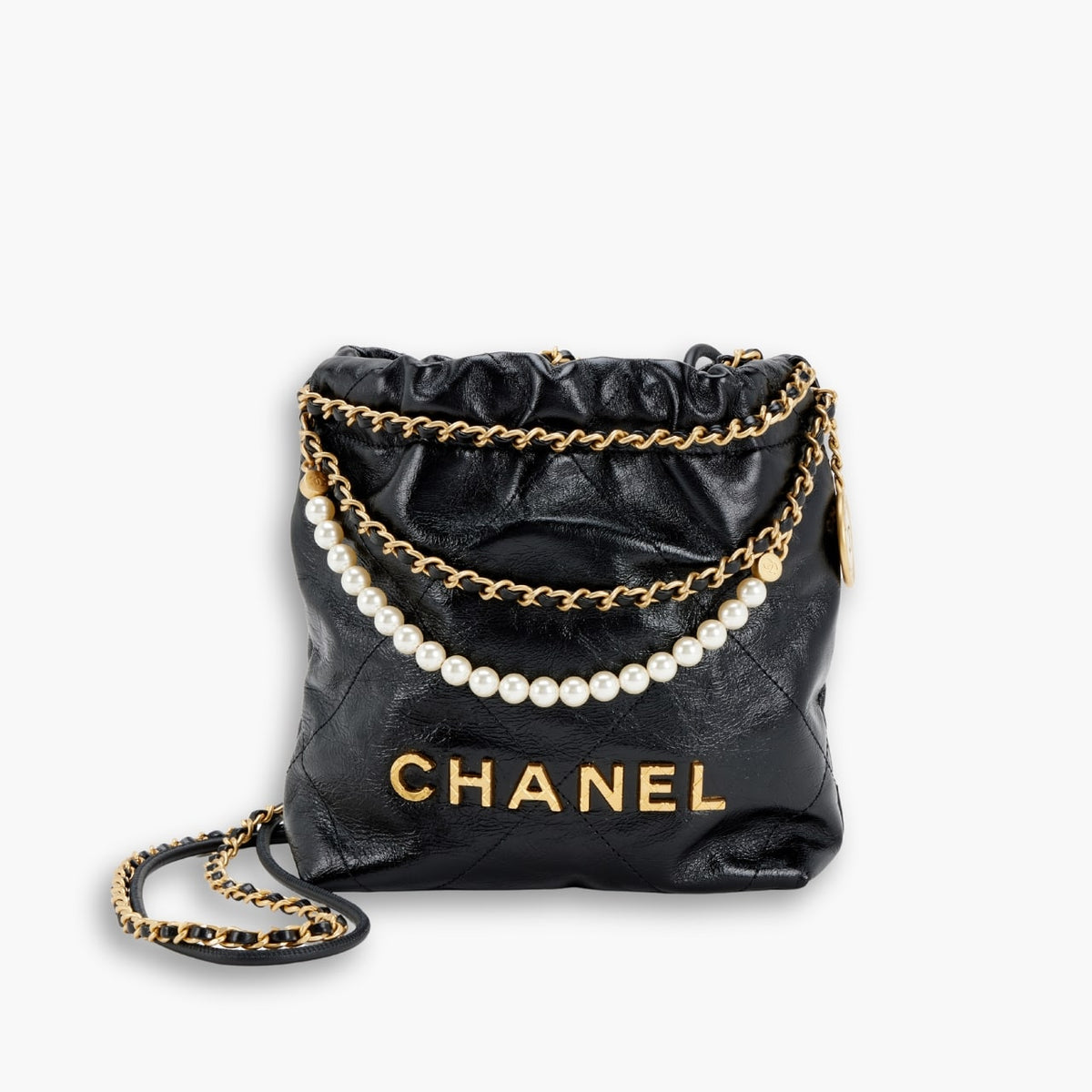 Chanel 22 Mini Handbag Pearl Black 22cm AS3980 B10672 94305