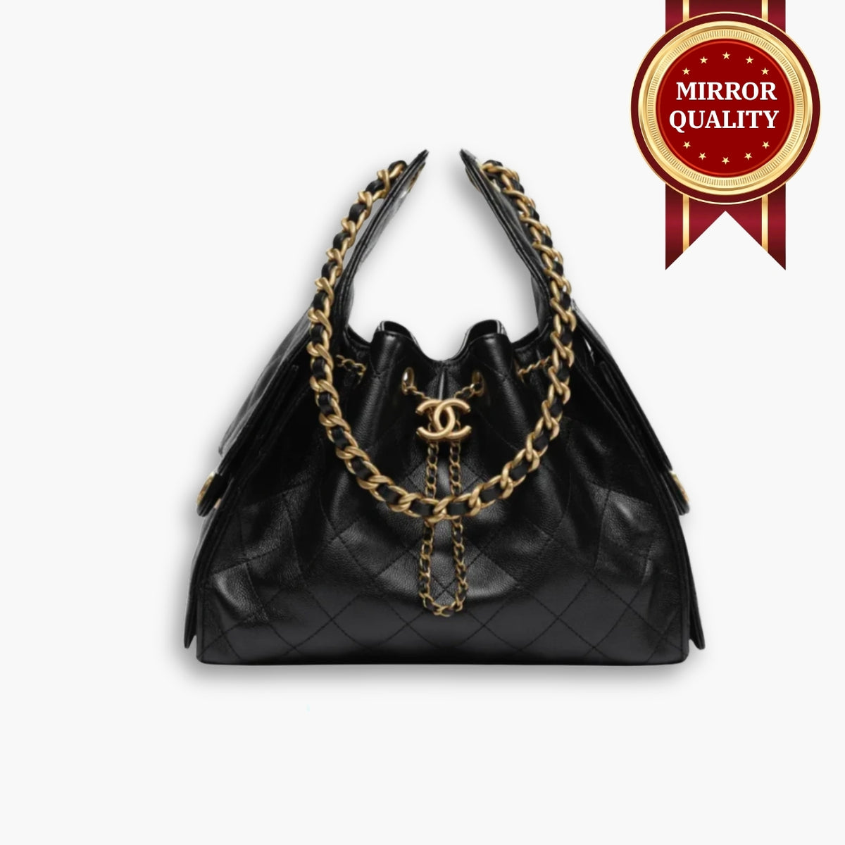 Mirror Quality – Chanel 25 Small Handbag Grained And Gold-Tone Metal Black 26Cm AS5293 B20304 94305