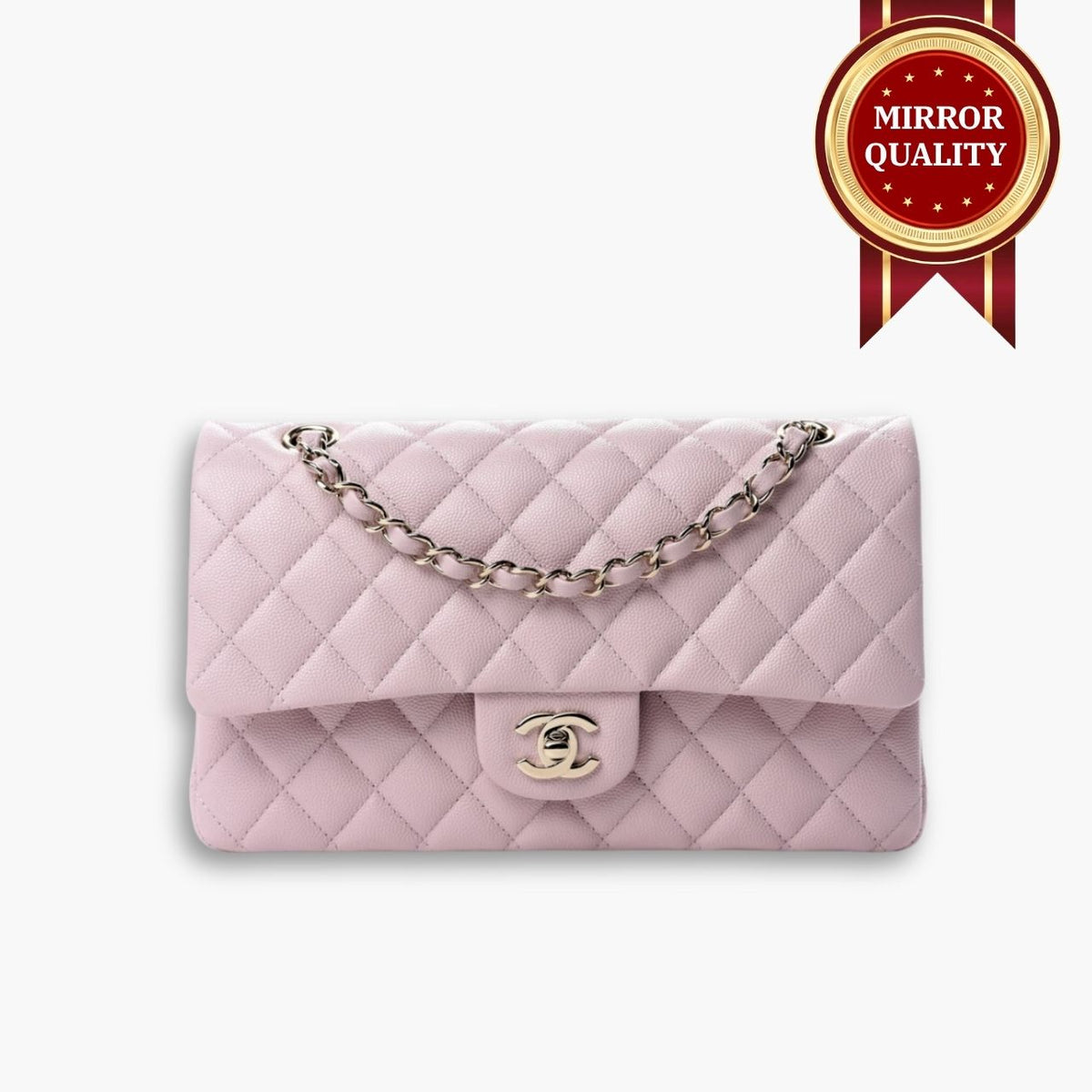 Mirror Quality – Chanel Classic Double Flap Bag Light Pink With Gold Hardware 26Cm