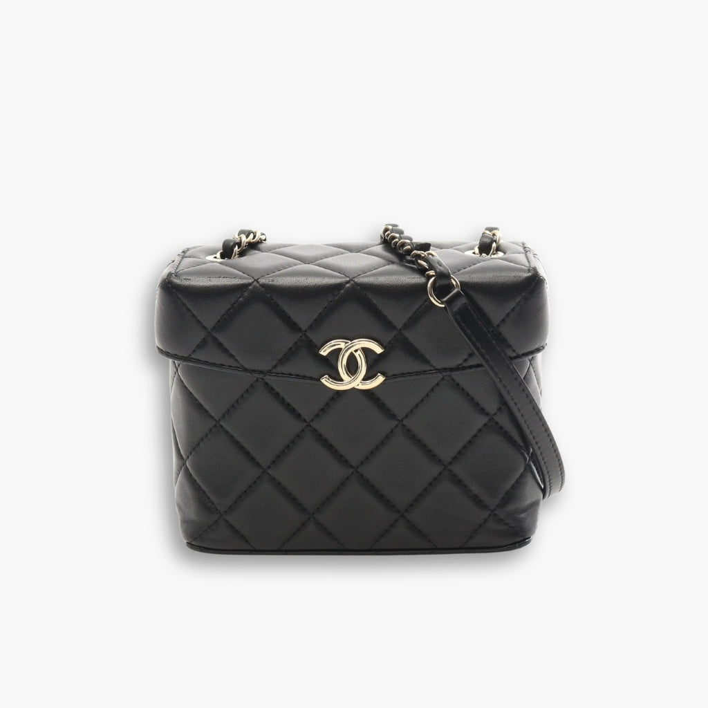 Chanel Small Secret Box Bag Gold Tone Black 16cm