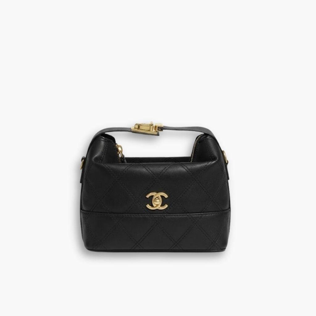 Chanel Clutch With Chain Quilted Leather Black 19Cm