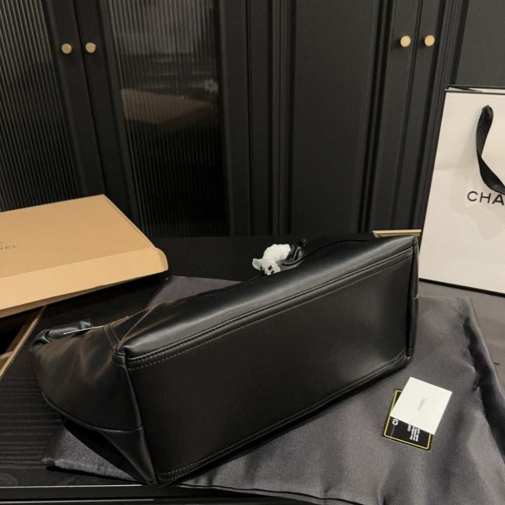 Chanel Large Hobo Bag Leather Black 36Cm