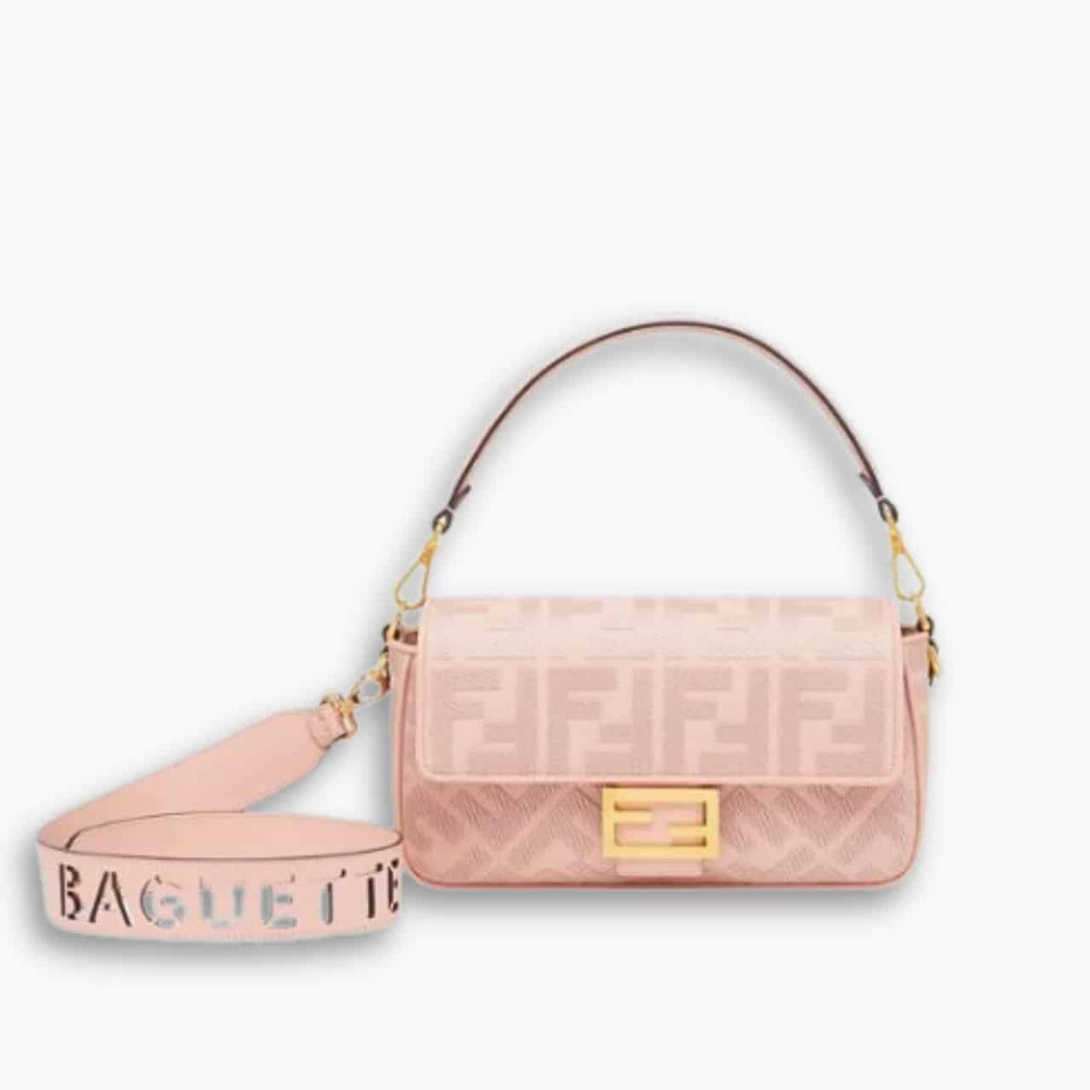 Fendi Baguette Canvas Bag Pink 28cm 8BR600AMCDF1J4A