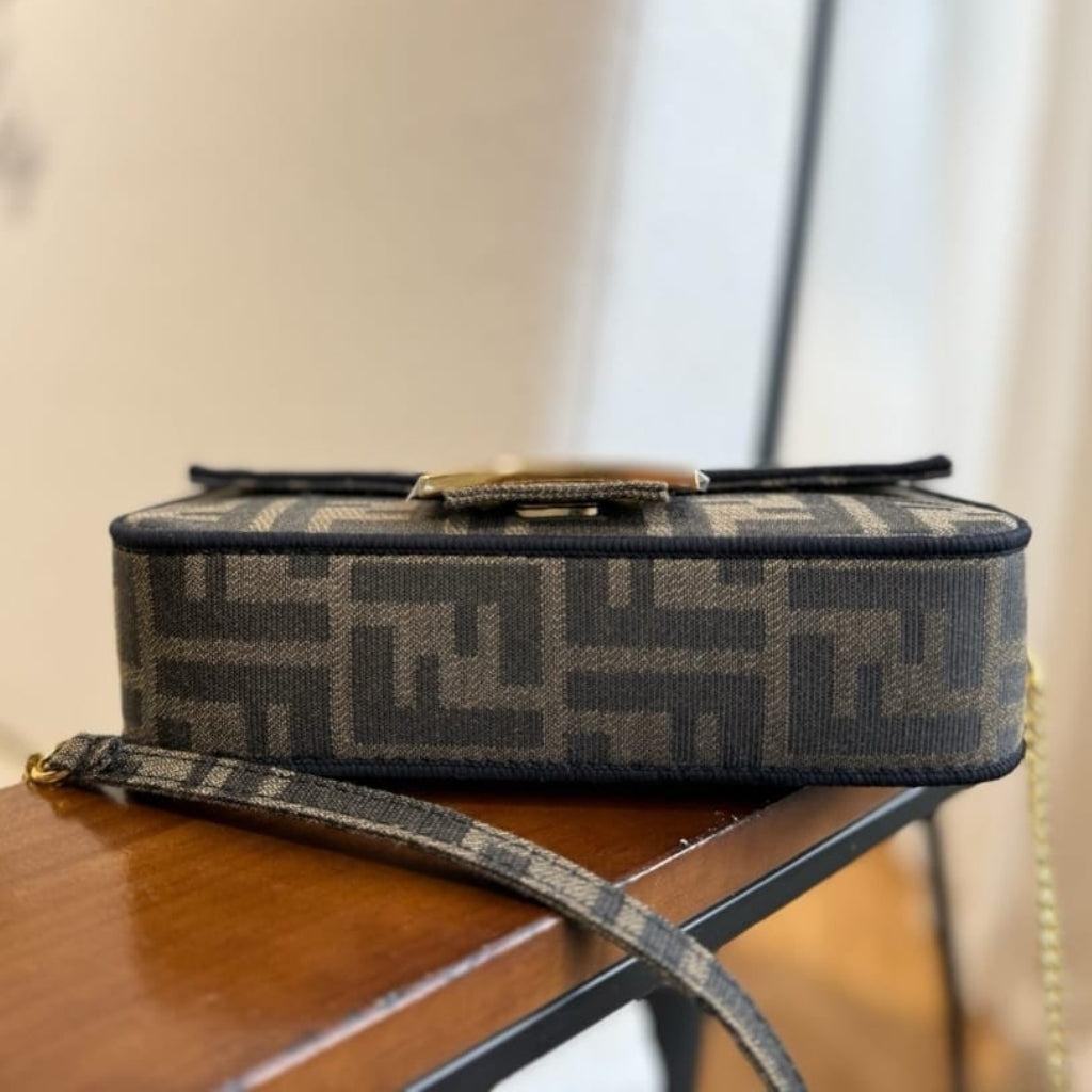 Fendi Baguette Mini FF Jacquard Fabric Bag Brown 20cm 8BS017A6V5F17U4