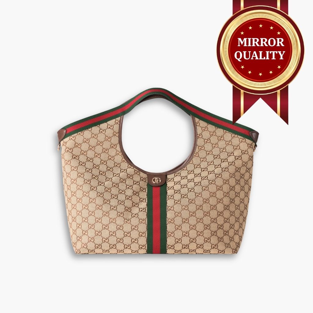 Mirror Quality – Gucci Giglio Large Tote Bag GG Canvas Beige And Dark Brown 60Cm 853971 FAFFP 2547