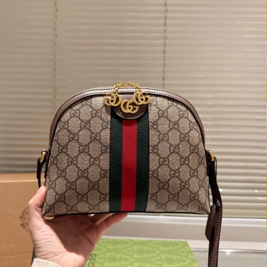 Gucci Ophidia Small Shoulder Bag GG Supreme Beige Ebony 23Cm 499621 K05NG 8745