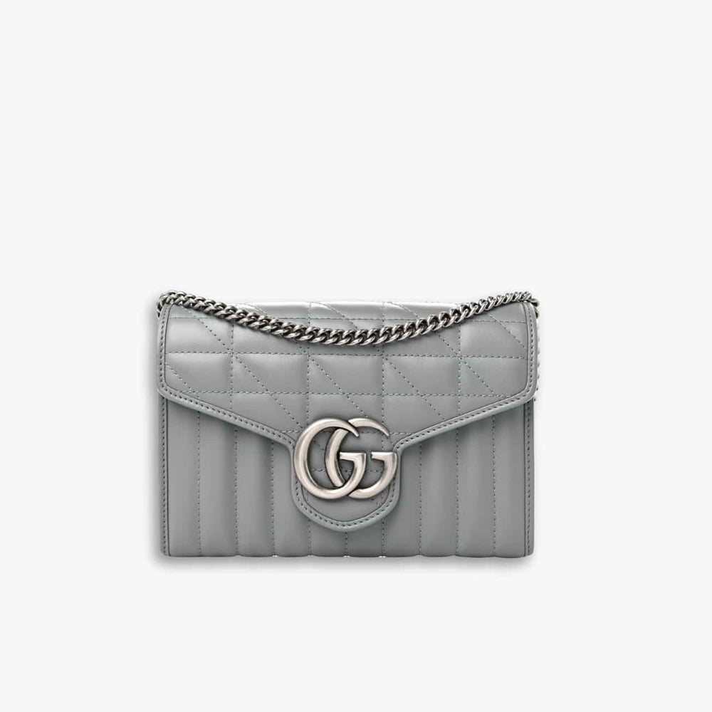 Gucci Marmont Mini Matelasse Bag Grey 20cm
