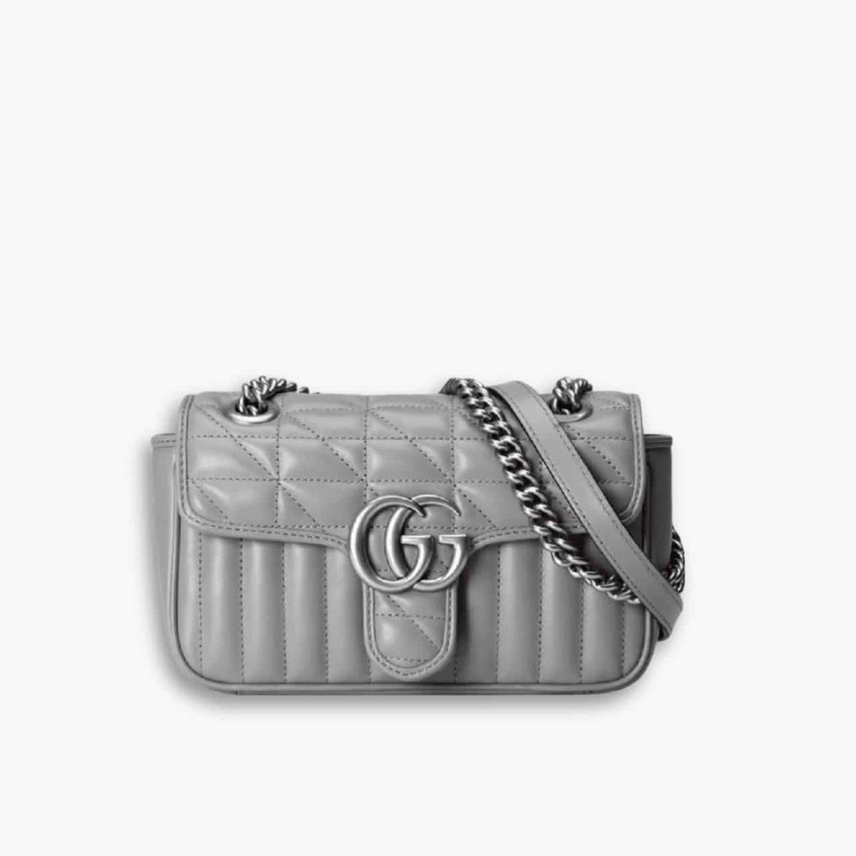 Gucci Marmont Mini Shoulder Bag Grey 22cm 446744 UM8AN 1711