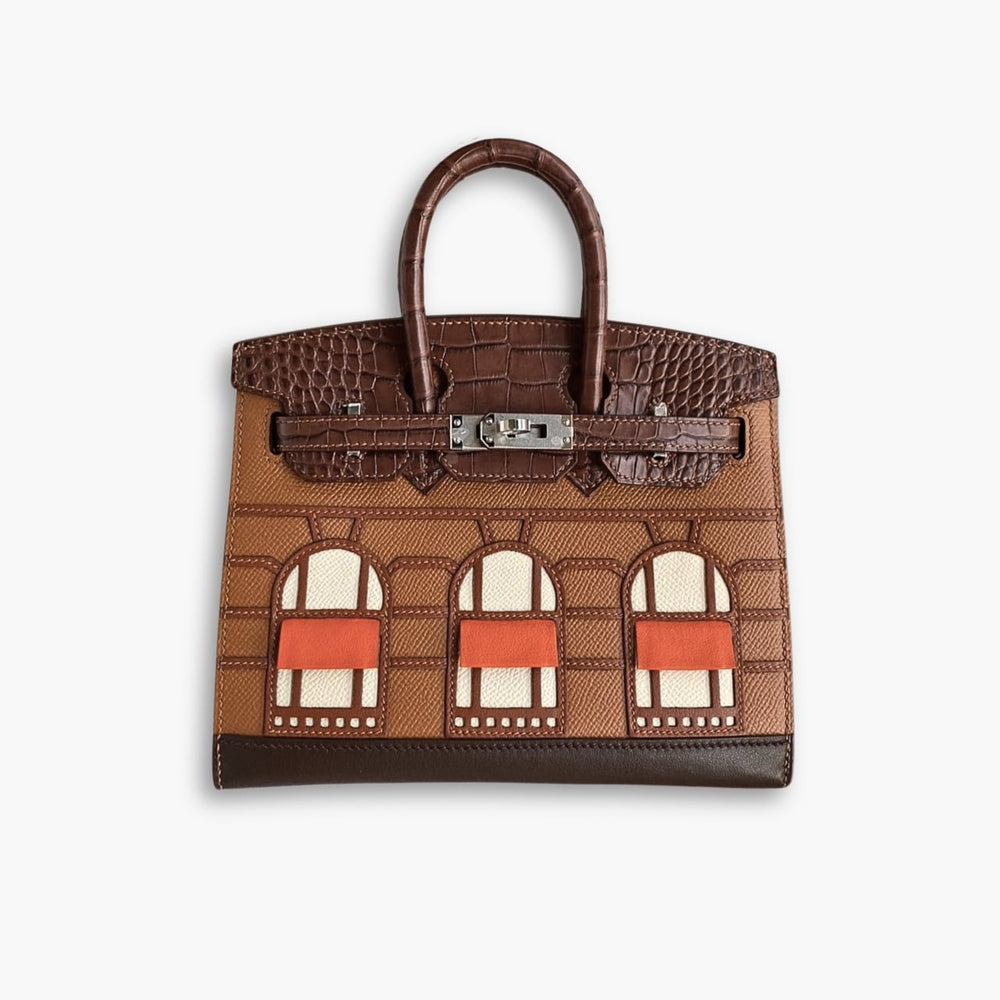 Hermes Sac Faubourg Birkin Matte Alligator Brown 25cm