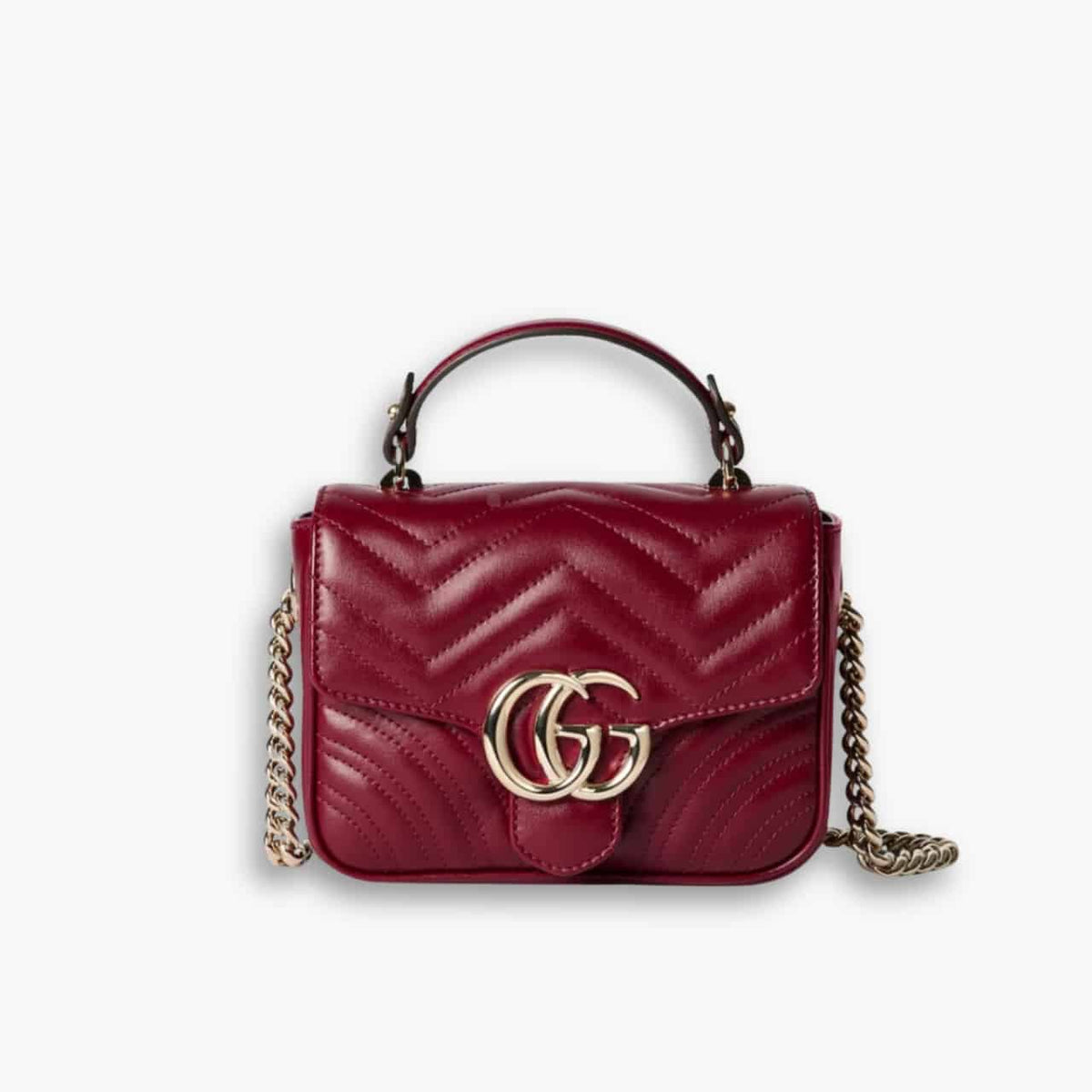 Gucci Gg Marmont Mini Top Handle Bag Rosso Ancora Red 17cm ‎811238 AAECK 6207
