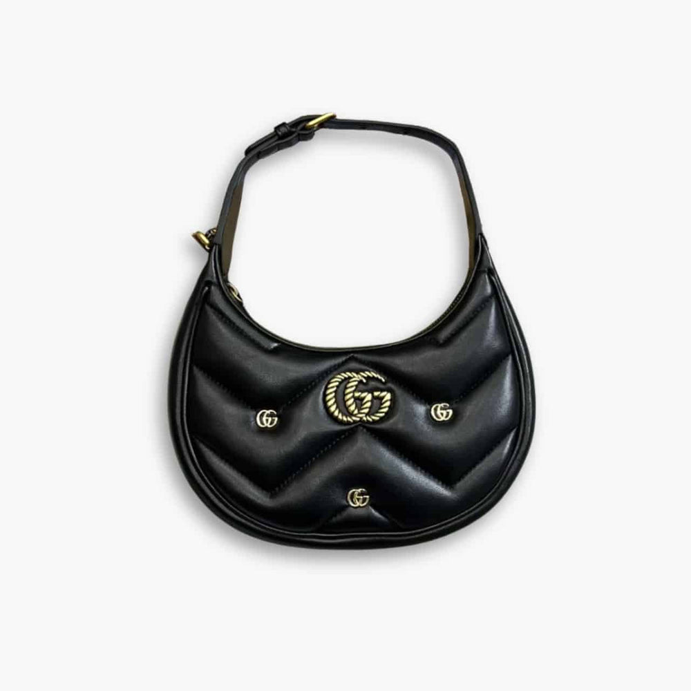 Gucci GG Marmont Half Moon Mini Bag Black 23cm