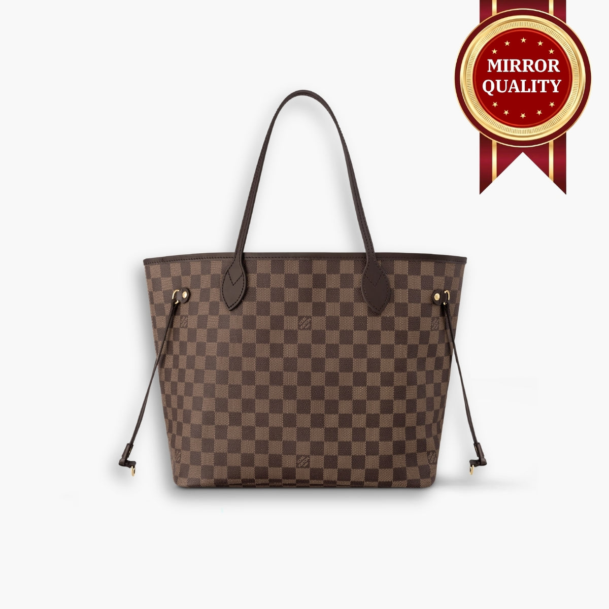 Mirror Quality – Louis Vuitton Neverfull MM Bag Damier Ebene Canvas Cerise Red 31Cm N40599
