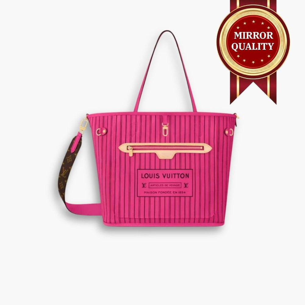Mirror Quality – Louis Vuitton Neverfull Bandoulière Inside Out MM Bag Pink 31Cm M12707