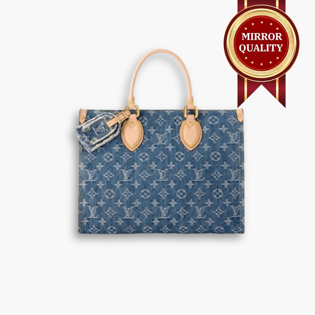 Mirror Quality – Louis Vuitton OnTheGo MM Denim Blue 35Cm M46871