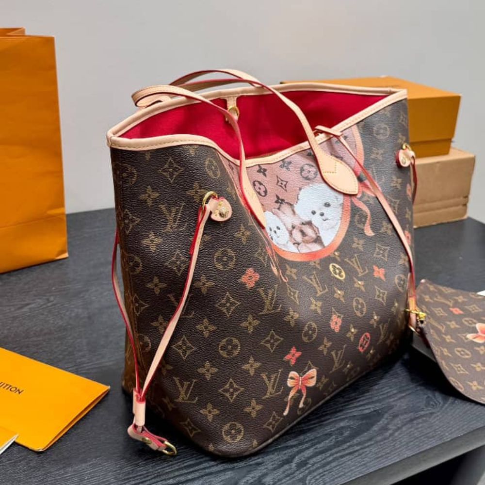 Louis Vuitton Neverfull MM Monogram Canvas Red 32Cm