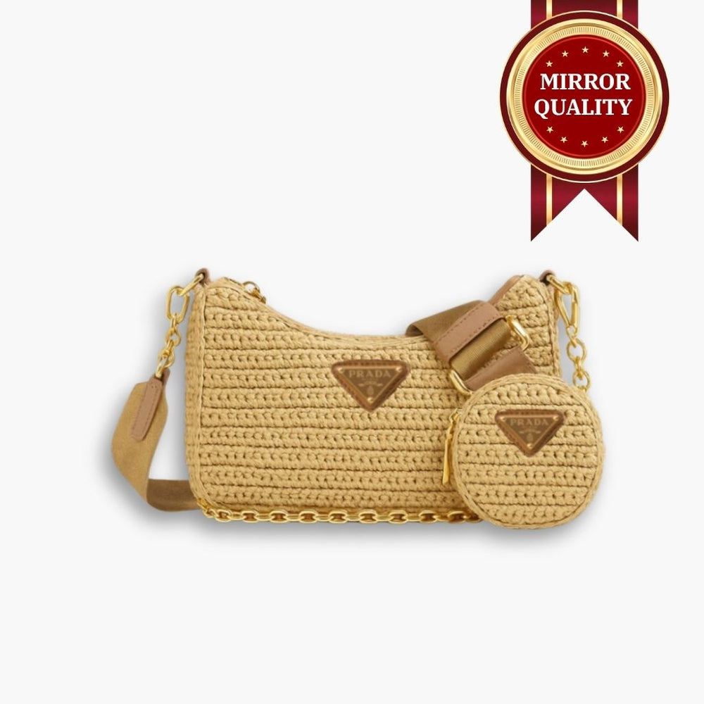 Mirror Quality – Prada Re Edition 2005 Crochet Bag Natural 22Cm