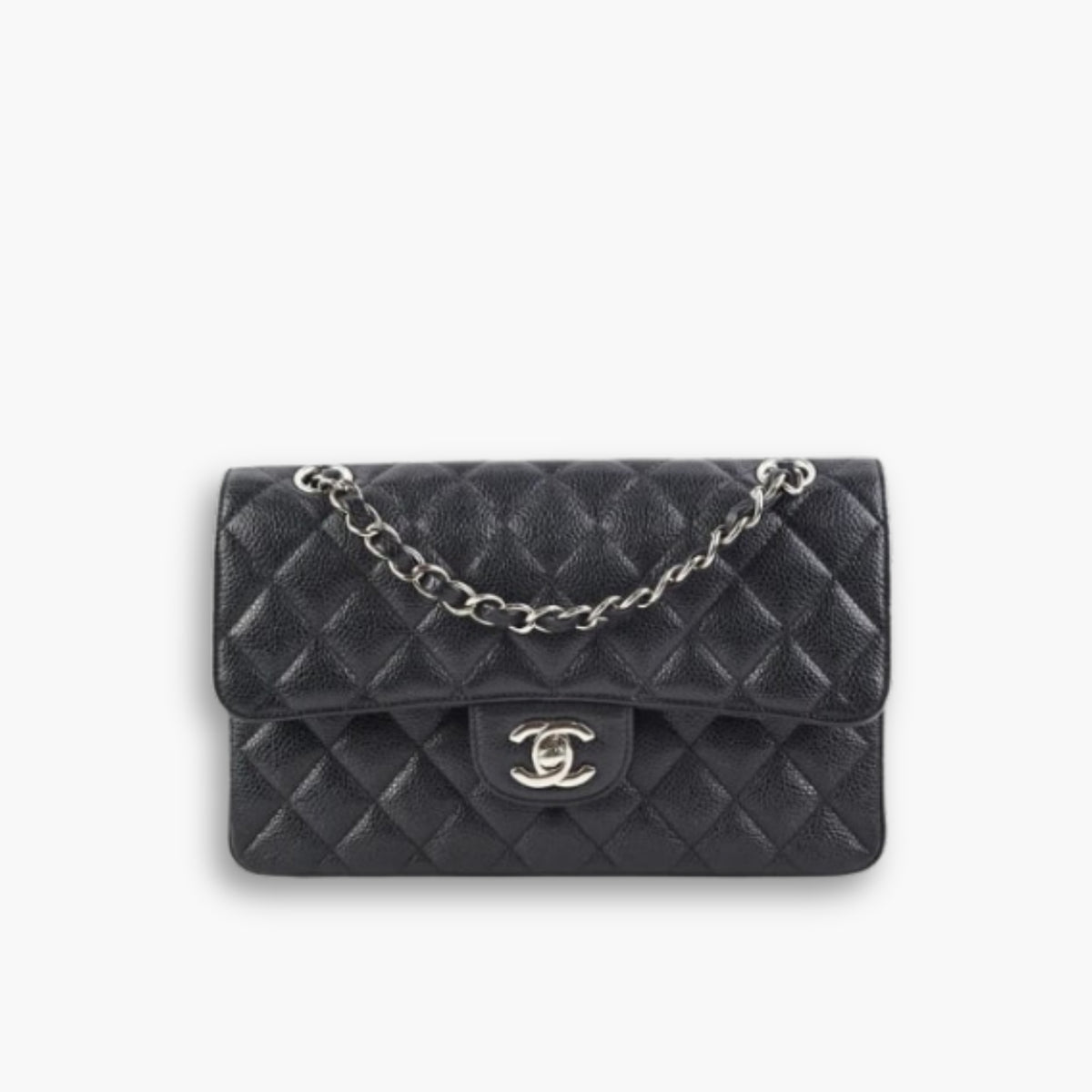 Chanel Classic Double Flap Bag Black With Silver Hardware 25cm