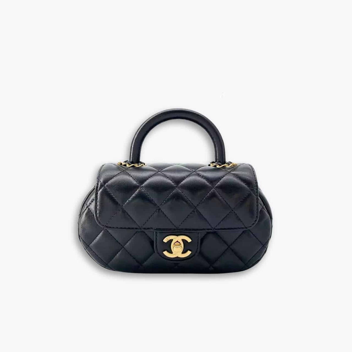 Chanel Matelasse Top Handle Bag Black 21cm