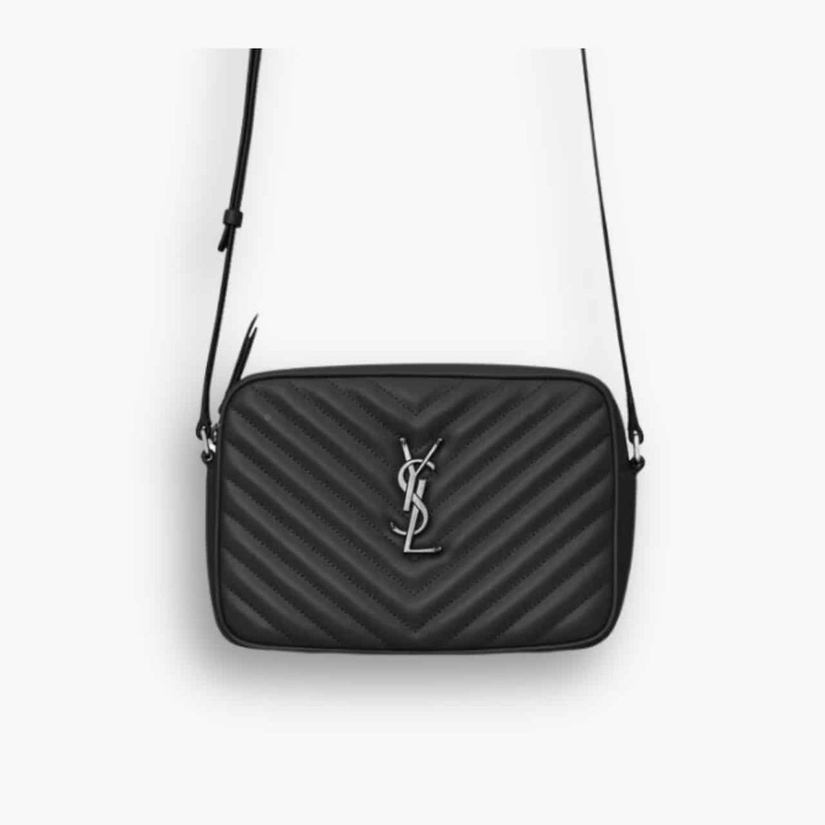 Saint Laurent Lou Camera Bag Silver Metal Black 23Cm