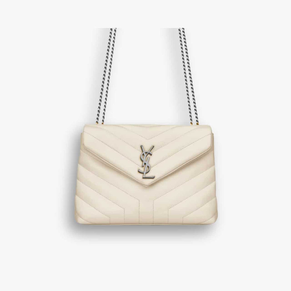 Saint Laurent Loulou Small White Nickel 25cm
