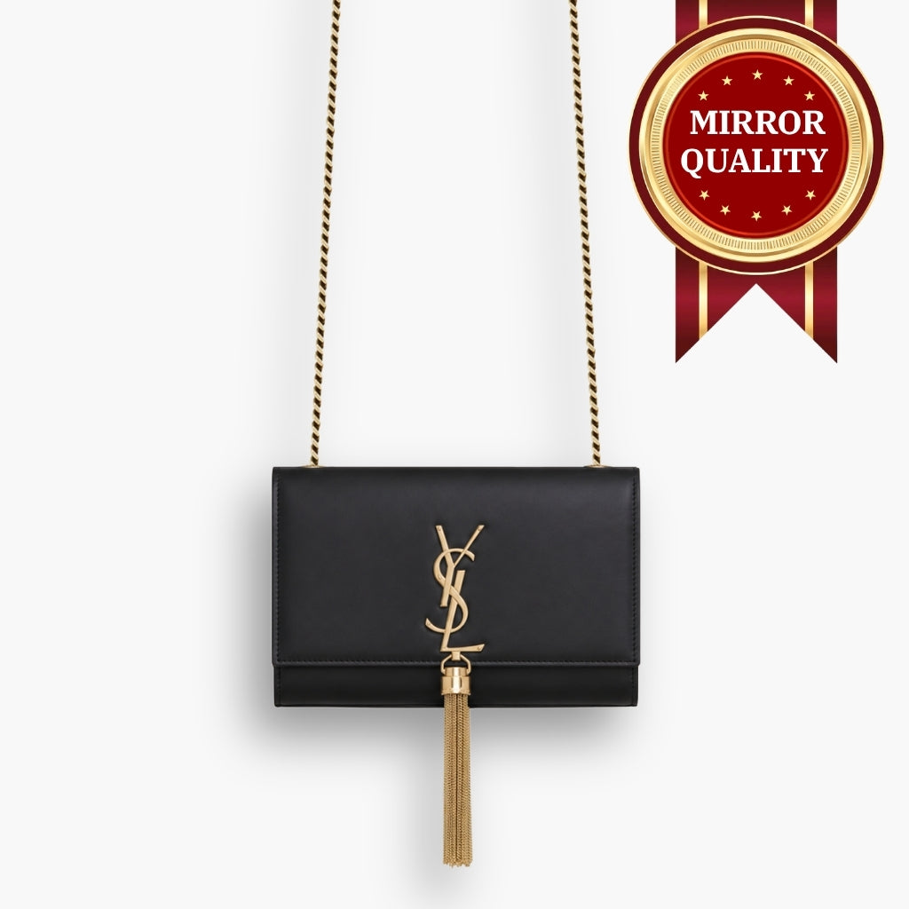 Mirror Quality – Saint Laurent Kate Small Tassel In Grain De Poudre Embossed Leather Black 20Cm 474366BOW0J1000
