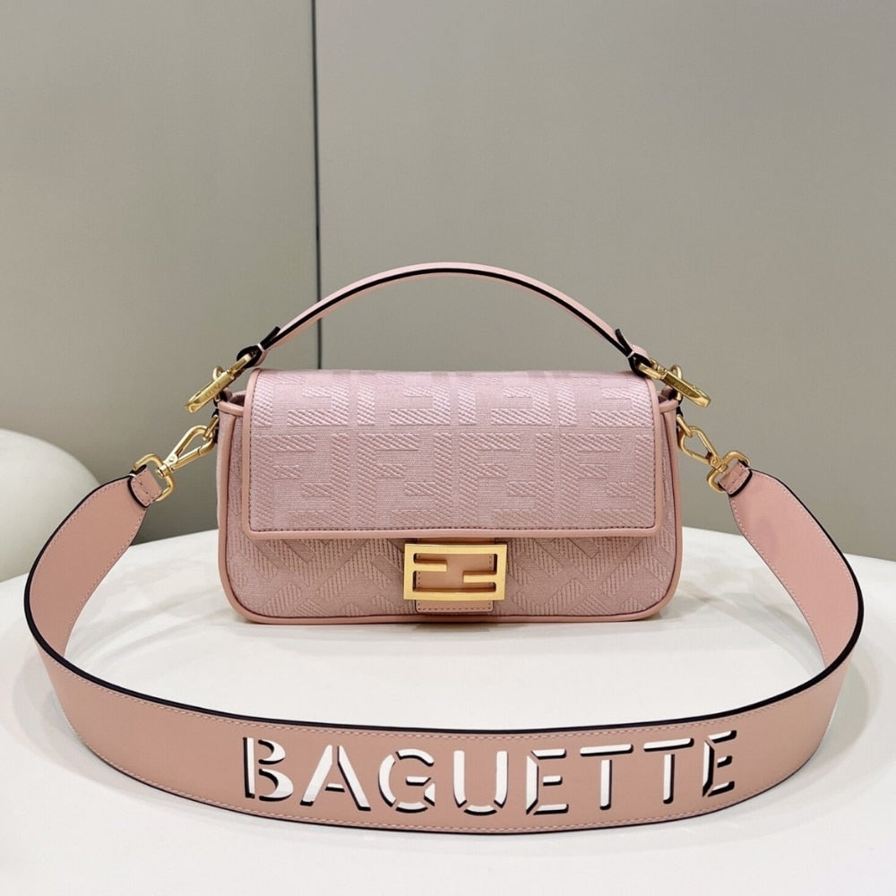 Fendi Baguette Canvas Bag Pink 28cm 8BR600AMCDF1J4A