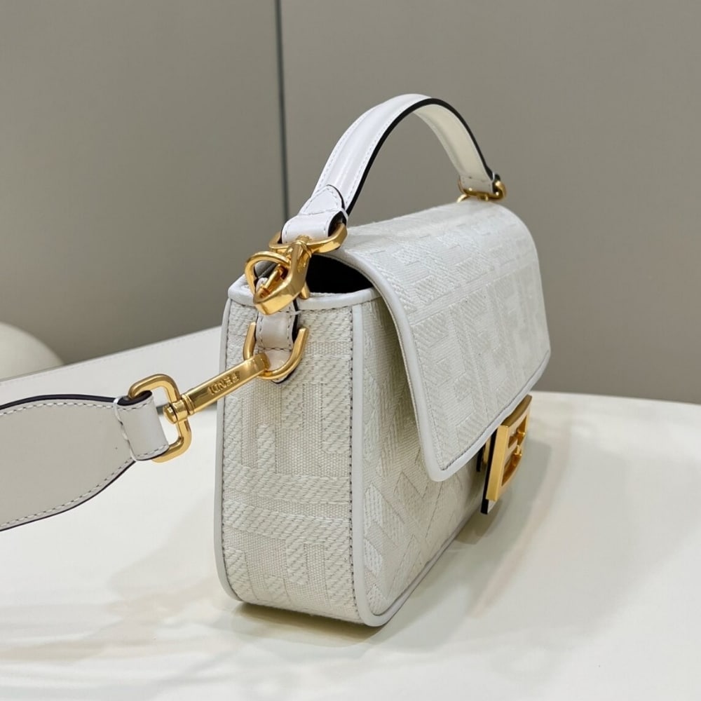 Fendi Baguette Canvas Bag White 28cm 8BR600AMCDF1CFK