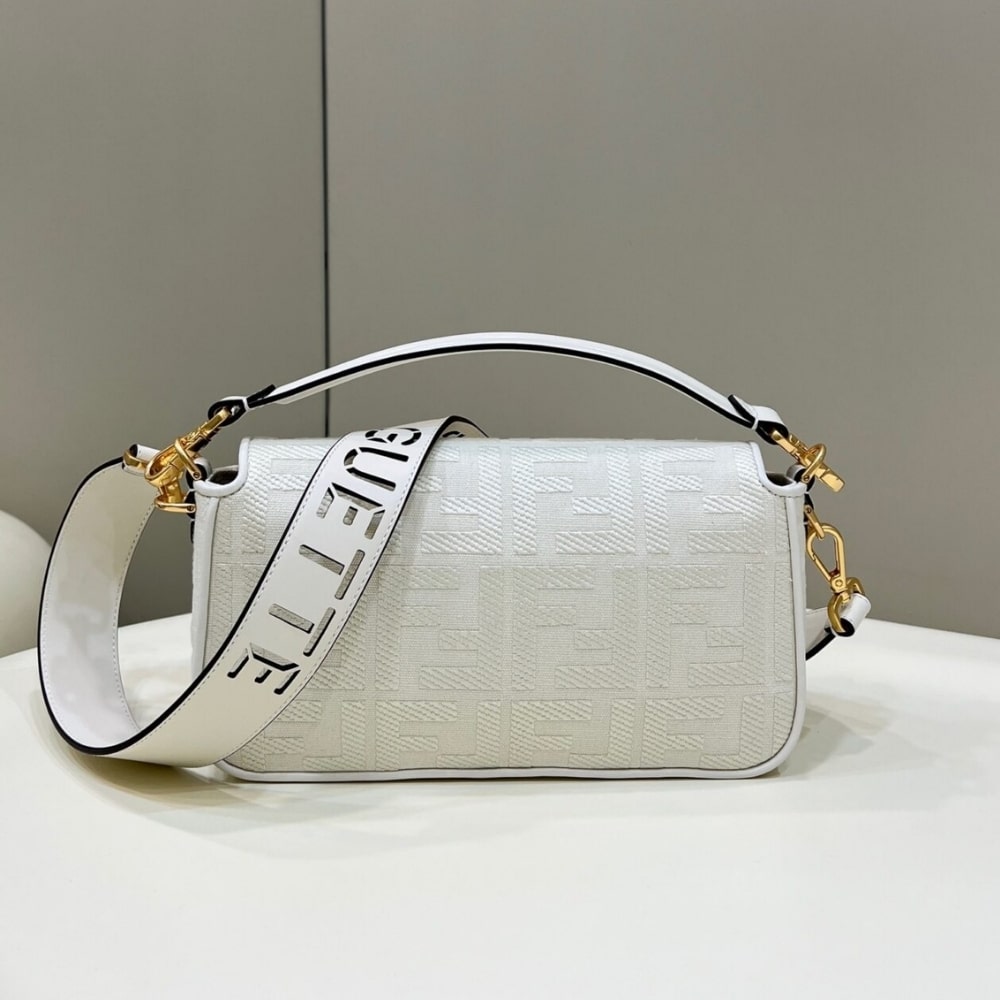 Fendi Baguette Canvas Bag White 28cm 8BR600AMCDF1CFK