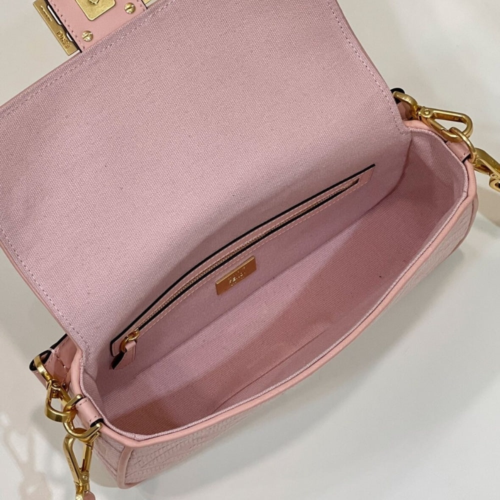 Fendi Baguette Canvas Bag Pink 28cm 8BR600AMCDF1J4A