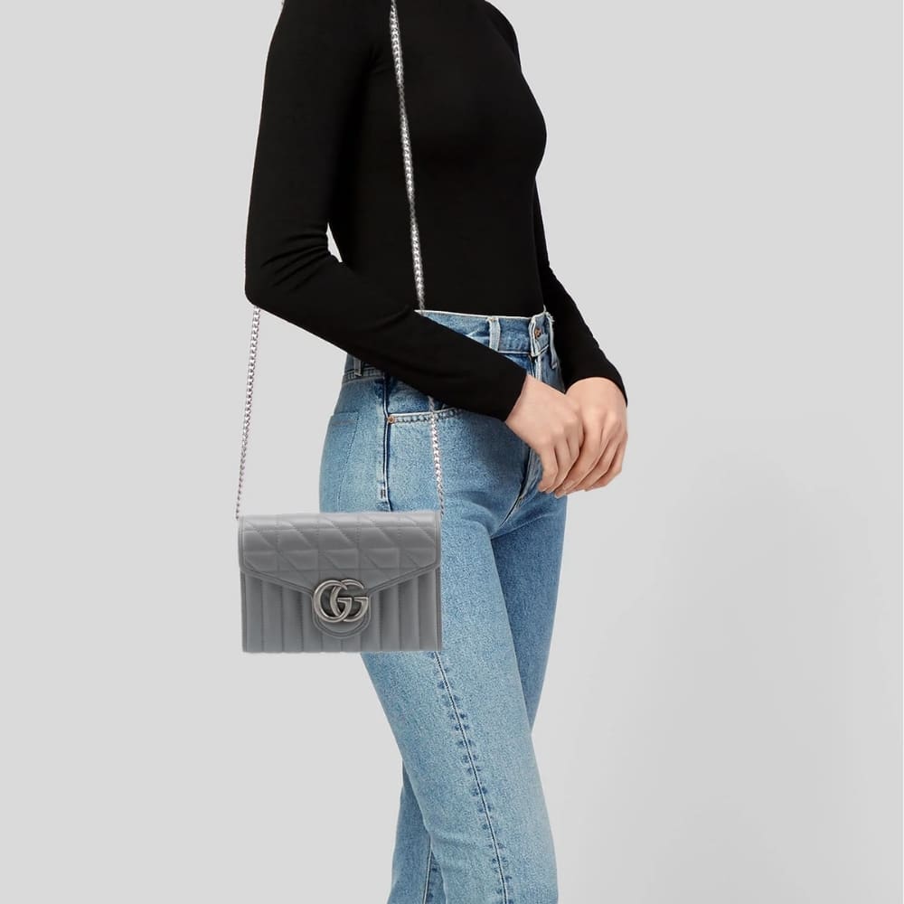 Gucci Marmont Mini Matelasse Bag Grey 20cm