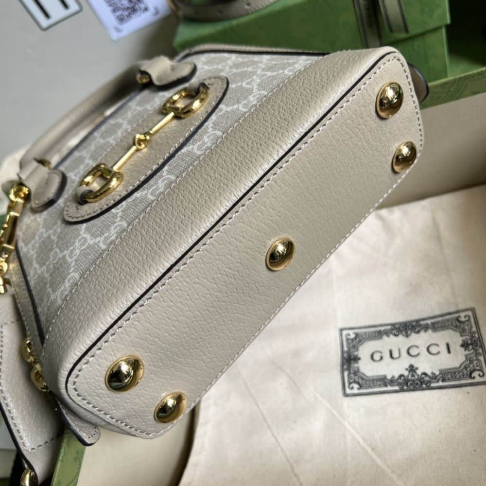 Gucci Horsebit 1955 Mini Bag Beige White 20cm 677212 UULAG 9682