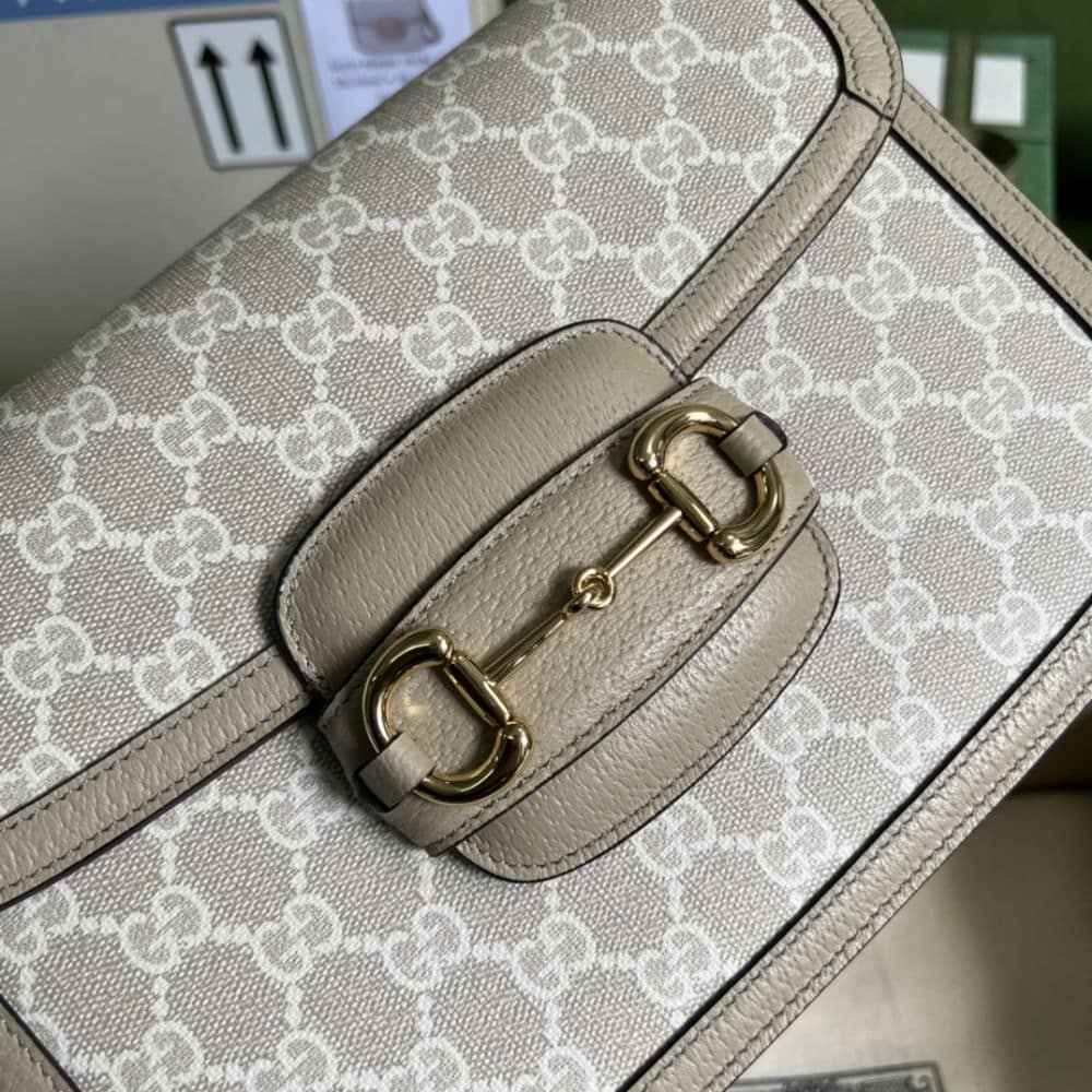 Gucci Horsebit 1955 Small Bag Beige White 25cm 602204 UULBG 9683