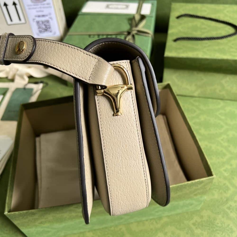 Gucci Horsebit 1955 Small Bag Beige White 25cm 602204 UULBG 9683