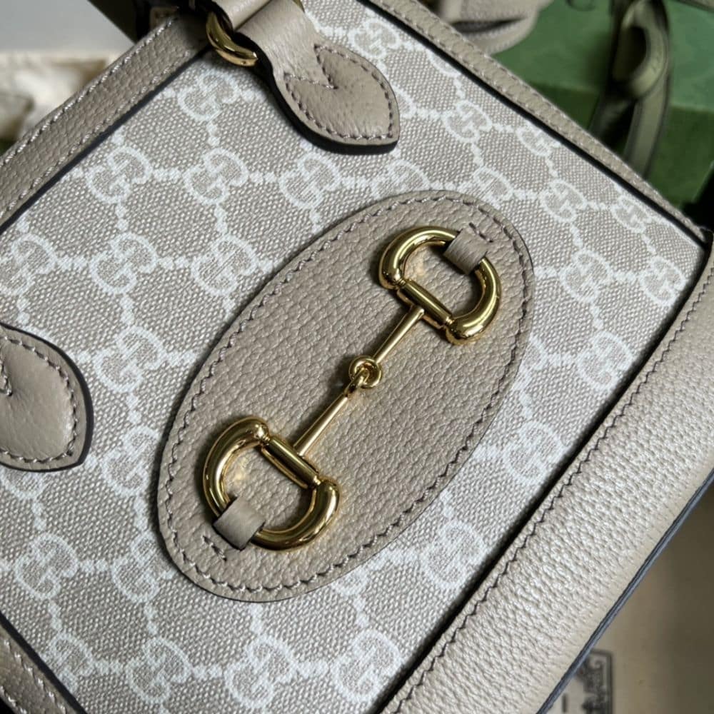 Gucci Horsebit 1955 Mini Bag Beige White 20cm 677212 UULAG 9682