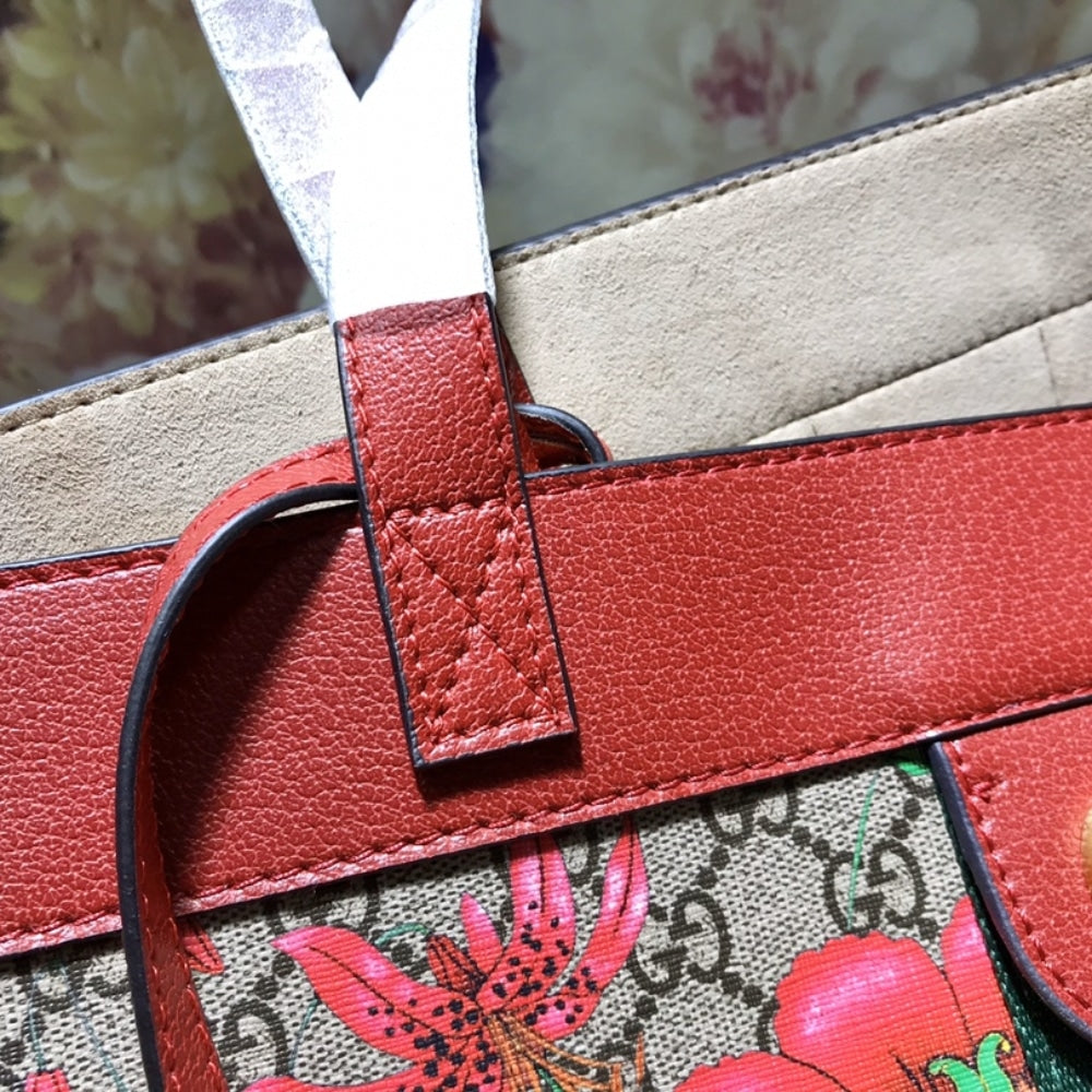 Gucci Ophidia GG Flora Medium Tote In Red 44cm
