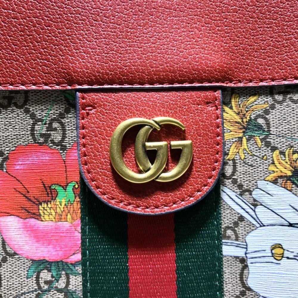 Gucci Ophidia GG Flora Medium Tote In Red 44cm