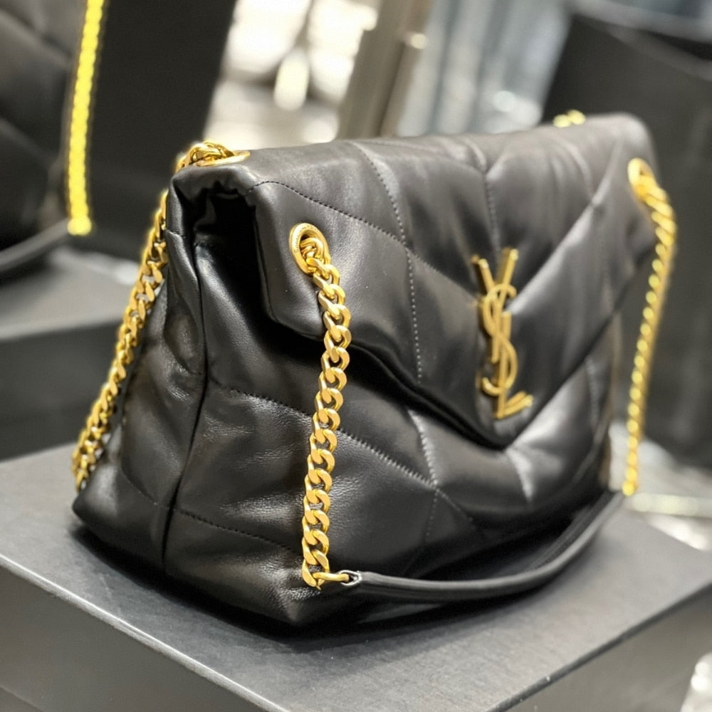 Saint Laurent Puffer Gold Tone Metal  Medium Black 35Cm