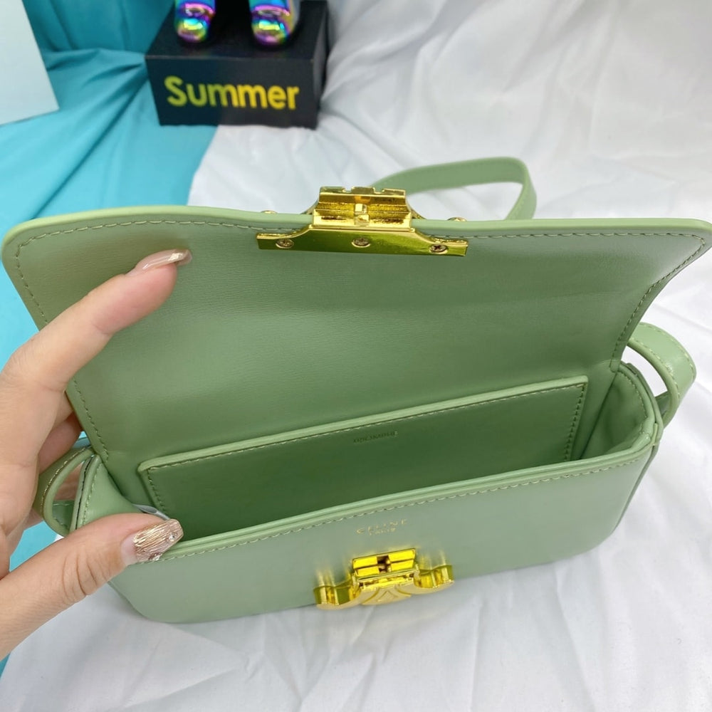 Celine Triomphe Shoulder Bag In Green 20cm 194143BF4 31LA